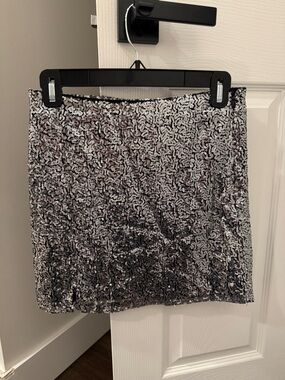 Nasty Gal Silver & Black Sequin Mini Skirt